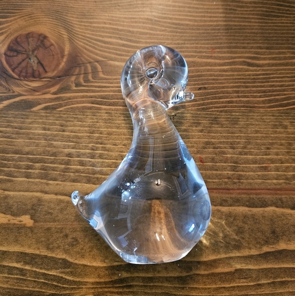 Vintage FM Konstglas Ronneby Sweden Crystal Clear Glass Duck Paperweight Decor - Picture 2 of 9